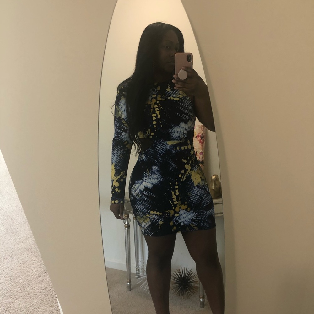 Printed blue dress